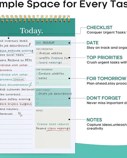 Taja 6 Pack of To Do List Notepad - To Do List Notebook for Work with 52 Sheets, 9.8" x 6.5", Undated Daily Planner Perfect for Daily Tasks and Goal Setting, Notepad Suitable for Office, Home & School - Greenery Sway