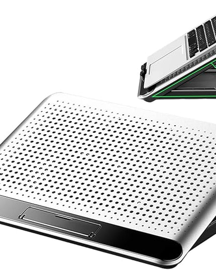 Laptop Cooler, Adjustable Riser Stand, Aluminum Quiet Fan Heat Dissipation -Device Use Ergonomic Design for Laptops Notebooks Tablets Phones Books Desk Home Office Dorm Lightweight