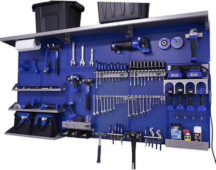 OmniWall Weekend Warrior XL Metal Pegboard Wall Organization System (Blue/Silver)
