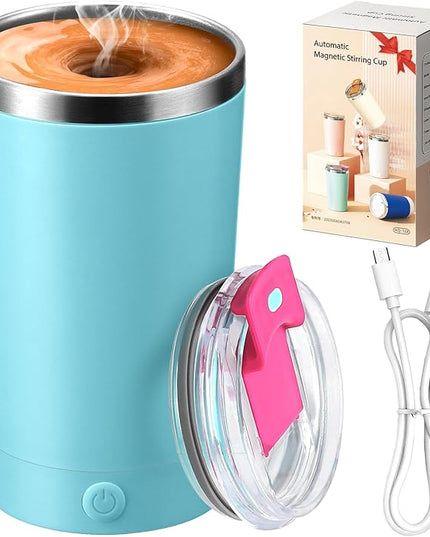hatisan Self Stirring Coffee Mug With Lid Electric High Speed Self Stirring Mug 400ml Rechargeable Detachable Stainless Steel Self Stirring Cup for Coffee, Milk, Cocoa Christmas Gift(Green)