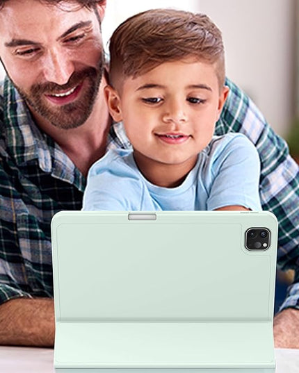 ZryXal iPad Pro 11 Inch Case (M5) 2025/ (M4) 2024 (Model: A2836/A2837/A3006), Trifold Stand Smart Cover with Pencil Holder and Soft TPU Back, Auto Wake/Sleep (Pale Green)