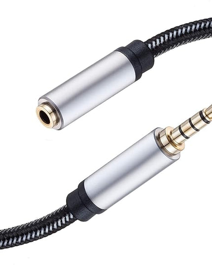 Audio Mic Extension Cable 6Ft,3.5mm Aux Headphone Extender 4-Pole Jack Plug Extension Lead Stereo Male to Female Braided Cord for Headset,TV,Laptop,Phone,Switch Lite,Car,PS4,Xbox and more(6Ft/2M)