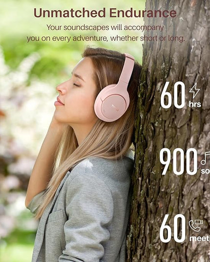 TOZO HT2 Hybrid Active Noise Cancelling Headphones, Wireless Over Ear Bluetooth Headset, 60H Playtime, Hi-Res Audio Custom EQ via App Deep Bass Comfort Fit Ear Cups, for Home Office Travel