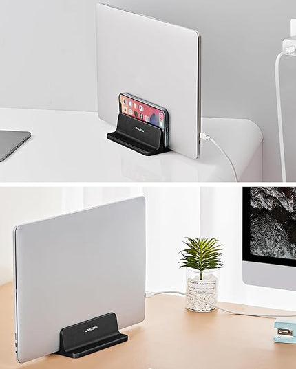JARLINK Vertical Laptop Stand, Aluminum Laptop Holder Desktop Stand with Adjustable Dock Size (up to 17.3 inches) Compatible with All MacBook/Surface/Dell/Gaming Laptops (Black)