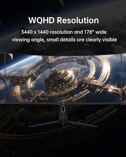 KTC 34 Inch Ultrawide Monitor, 180Hz WQHD 3440X1440 Curved Gaming Monitor, 1500R PC Monitor, HDR, FreeSync & G-Sync, HDMI, DisplayPort, VESA, Tilt Swivel Height Pivot Adjustment, H34S18S