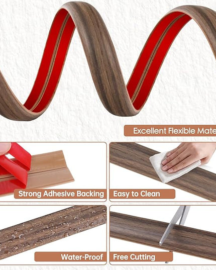 Floor Cord Cover for Wires on Floor Self Adhesive Cord Hider Floor Cable Management Wire Covers for Cords Protector Prevent Cable Trips Cord Cavity W 0.47" x H 0.27", Misty Brown Wood, 20Ft