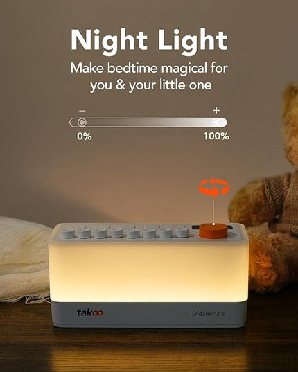 TAKOO 3-in-1 Sleep Sound Machine/Portable Bluetooth Speaker/12 Colors Night Light, Mixable 8 Nature Sounds & White Noise Machine, Sleep Timer for Sleep Aid