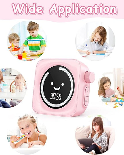Visual Timer for Kids, 99 Minute Digital Cute Kids Visual Timer Classroom Timer for Homeschool Supplies Study Teaching Time Management Tool Countdown Count Up Timer, Pink