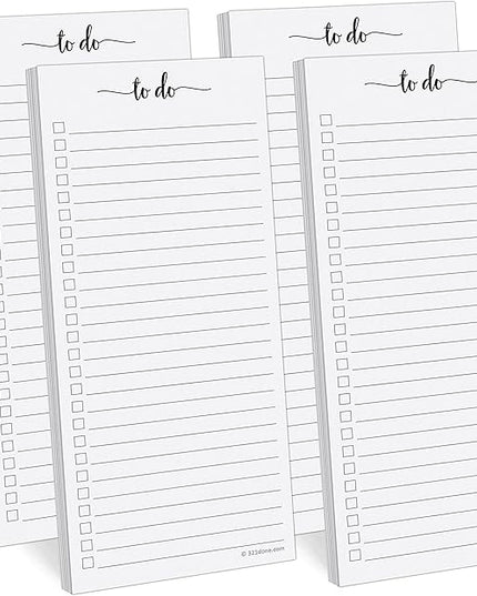 321Done To Do List Notepad 4-Pack, 3.7 x 8.5 (1/3 Sheet Slim Handheld Size) - Made in USA, Simple Stylish To-Dos Memo Pad for Planning, Tasks, Appointments, Reminders, Home, Office - College-Ruled