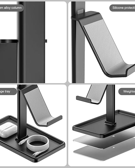 SHUOSUO Controller Holder, Headphone Stand, Gaming Controller Stand for Xbox PS5 PS4 Switch, Headset Holder with Storage Organizer, Universal Desk Game Accessories (Black)