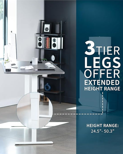 VIVO Electric 71 x 36 in Dual Motor Sit Stand Desk, Memory Height Adjustment, 2B Series, Dark Gray Top White Frame, DESK-KIT-2W7G-36