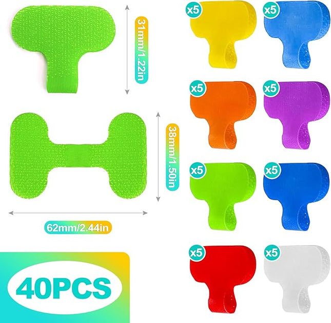 40 PCS Multi-Color Cable Labels, Reusable Write-On Cord Tags for Wire Management & Identification, Waterproof Charger Cord Organizer for Electronics, Home, Office - Assorted Colors