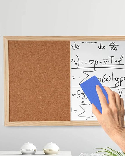 WALFRONT 2PCS Combination Bulletin Corkboard Whiteboard 30x40cm Magnetic Dry Erase Board and Cork Display Board for Home Office School Wall Organization