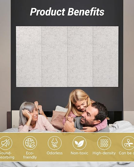 TONOR 8PCS Acoustic Panels, 47.2″ x 23.6″ x 0.35″, Full Self-Adhesive Soundproof Wall Panels, Sound Absorbing Panels for Noise and Echo Reduction, Acoustic Treatment for Studio, Home, Office, Grey