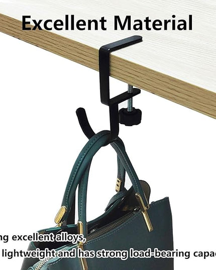 KISOY Purse Hook for Table Handbag Hangers Purse Hanger for Desk Bag Hooks for Tables can Hook Bag Purse Heavy Duty Foldable Purse Holder for Table Floding (Left-J Type Hook)