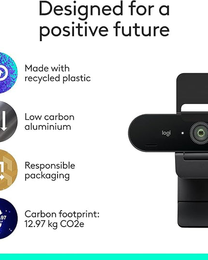 Logitech Brio 4K Webcam, Video Calling, Noise-Cancelling mic, HD Auto Light Correction, Wide Field of View, Windows Hello Works with Microsoft Teams, Zoom, Google Meet, PC/Mac/Laptop/MacBook/Tablet