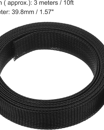 uxcell Expandable Sleeving,1 9/16-inch 10ft Cable Sleeve, Black
