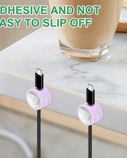 PATIKIL Cable Organizer Holder, 12 Pcs Magnetic Spring Desk Cable Management Clips Adhesive Cord Holder Keeper for Office Desktop Wall Car, Purple