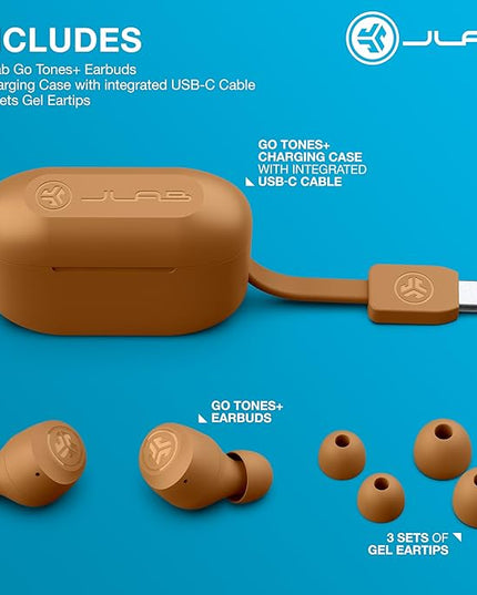 JLab Go Air Pop+ Tones True Wireless Earbuds, in Ear Headphones, Bluetooth Earphones, 35H Playtime Ear Buds, Bluetooth Earbuds with Microphone, USB-C Charging Case, Dual Connect, EQ3 Sound, (7572 W)