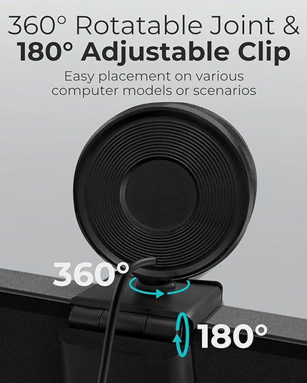 2K Webcam for PC with Microphone & Light & Privacy Cover, Web Camera for Desktop Computer/Laptop/Monitor/Mac, USB Streaming Camera for Zoom/Skype/Teams/Video Calling/Studying and Conference
