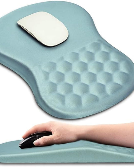 Hokafenle Ergonomic Mouse Pad Wrist Support with Massage Design, Wrist Rest Pain Relief Mousepad with Memory Foam&Non-Slip PU Base, Mouse Pads for Wireless Mouse & Desk (12x8 inch,Light Blue)