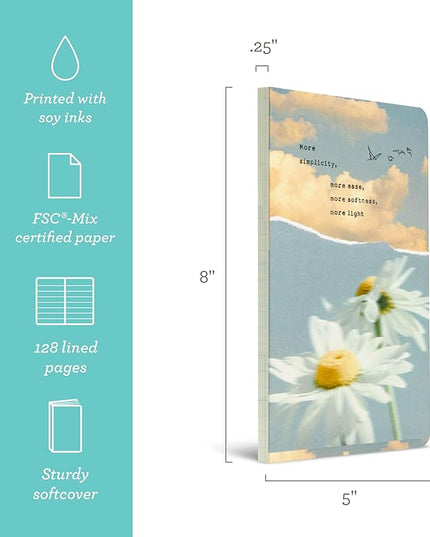 Compendium Softcover Journal – More Simplicity, More Ease, More Softness, More Light – A Write Now Journal with 128 Lined Pages, 5"W x 8"H