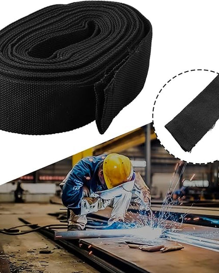 Welding Protective Nylon Sleeve 25ft – Abrasion Resistant Flame Retardant Hose Cover for TIG/MIG/Stick Torch Cables, Plasma Torch and Hydraulic Lines, Black
