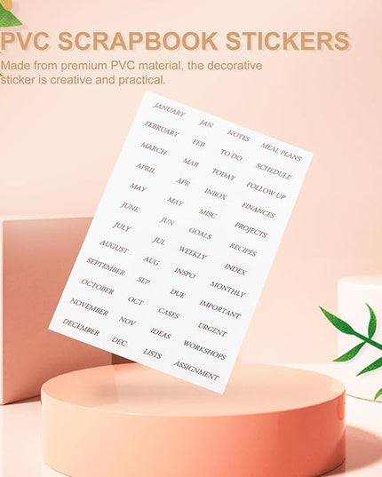 GALPADA 4 Sheets Rose Gold Foil English Phrase Stickers for Scrapbooking Journaling Monthly Planner Decoration Transparent Pet DIY Decals for Diaries and Photo Albums Creative Stationery