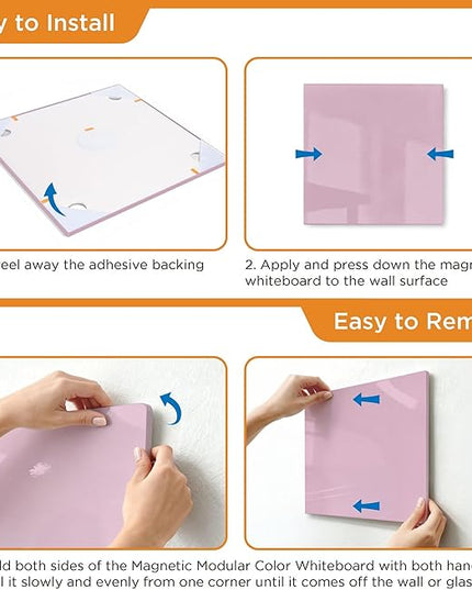 Comix Magnetic Dry Erase Board, 6 Pack, 11.8 x 11.8 Inches, Modular Whiteboard for Fridge, Office and Home, Small White Board Dry Erase Set for Kids, Students, Kitchen Organizer and Planner, Pink