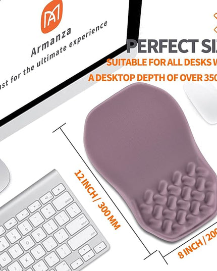 Ergonomic Slope Mouse Pad Wrist Support, Wrist Rest Mousepad for Carpal Tunnel Pain Relief with Massage Bulge and Slow Rebound Memory Foam (12x8 inch, Purple)