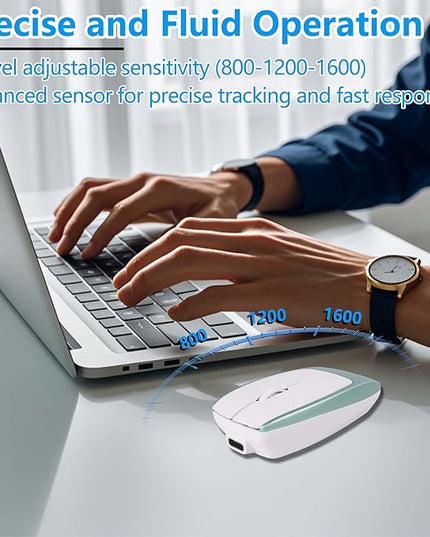 Wireless Mini Bluetooth Mouse with Card Reader (Up to 2TB) Portable Compact Silent Rechargeable Small Finger Optical Travel Mouse for PC/Laptop/Tablet/Smartphone, Students Kids Girl Boy Gift (Green