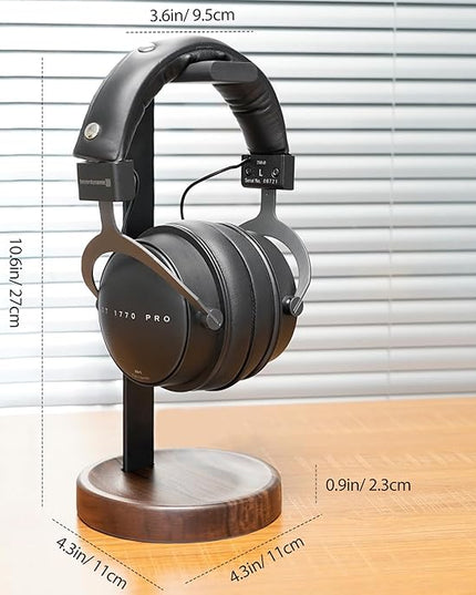 GEVO Headphone Stand for Desk - Wooden Headset Stand for Desk - Wooden Headphone Holder with Airpods Max and More