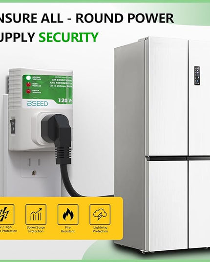 BSEED Surge Protector for Refrigerator, Wall Power Surge Protector Plug in for TV, Computer, Washing Machine, Freezer and Home Appliances, 120VAC, 20Amp, 2400Watts, 1 Pack