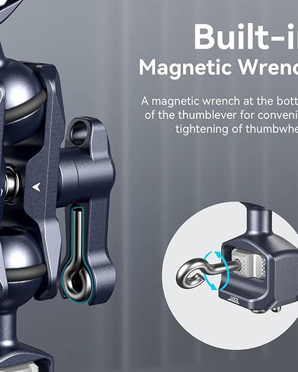 SMALLRIG Camera Magic Arm, Flexible Articulating Arm with 1/4” Screws, Field Monitor Mount with Dual Ballhead, Aluminum