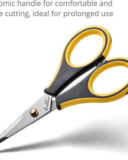 Beaditive Precision Craft Scissors - Stainless Steel Blades With Safety Cap - Ultra Sharp Tip & Non-Slip TPR Handles - For Adult & Kid Paper Crafting, Scrapbooking, Home, Office, and School Use