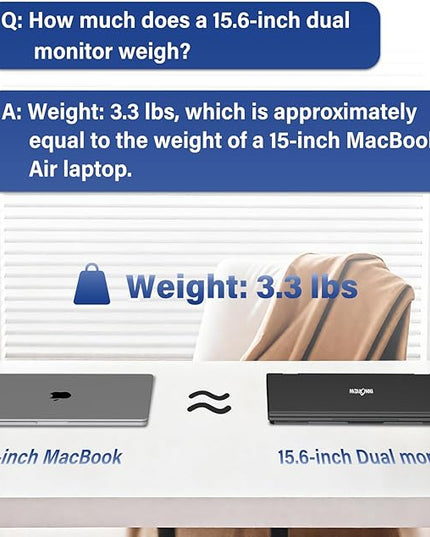 InnoView 15.6" FHD Dual Portable Monitor | All-in-One Foldable & Stackable Design | 315° Screen Adjustment & 180° Stand | USB-C/HDMI Travel Monitor for Laptop, Mac, Windows