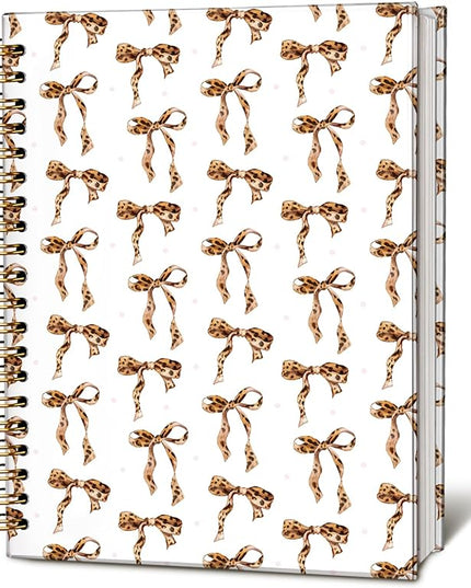 LIANGW Coquette Leopard Bow Notebook Journal for Teen Girls & Women, Leopard Gifts for Women, Cheetah Prints Office Supplies, Hardcover Spiral Notebook, 5.5x8.3 Inch