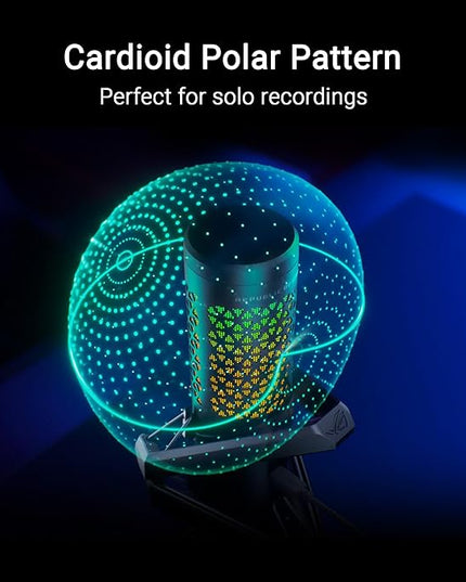 ASUS ROG Carnyx USB Gaming Microphone (25mm Condenser Capsule, 192kHz/24-bit, Cardioid, high-Pass Filter, Built-in pop Filter, Metal Shock Mount, one-Touch Mute, Aura Sync RGB)- Moonlight White