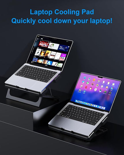 MOKURU Laptop Cooling Pad, Laptop Cooler with 6 Quiet Fans Up to 17.3 Inch Heavy Notebook Cooler Stand, 8 Levels of Tilt, Two Levels of Height Adjustable (Black)