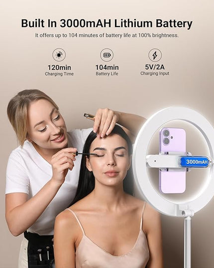 NEEWER Entry Level Version 10" 7W LED Ring Light with Stand/Phone Holder Mount/3 Color Modes, 69" Telescopic Selfie Ringlight, Lighting for iPhone Streaming Makeup Lash Studio Video Recording, N18