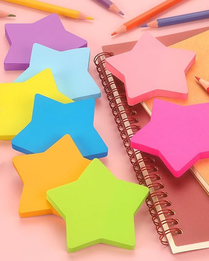 Star Shape Sticky Notes 8 Color Bright Colorful Sticky Pad 75 Sheets/Pad Self-Sticky Note Pads (8 Pads)