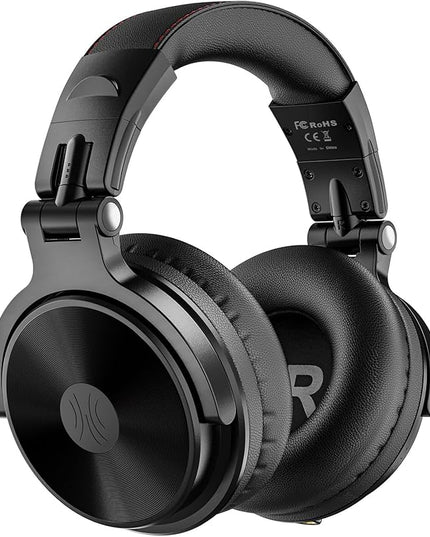 OneOdio Bluetooth Over Ear Headphones, 110 Hrs Wireless/Wired Stereo Sound Foldable Headsets with Deep Bass 50mm Neodymium Drivers for PC/Computer/Podcast- Studio Wireless Pro C, Black