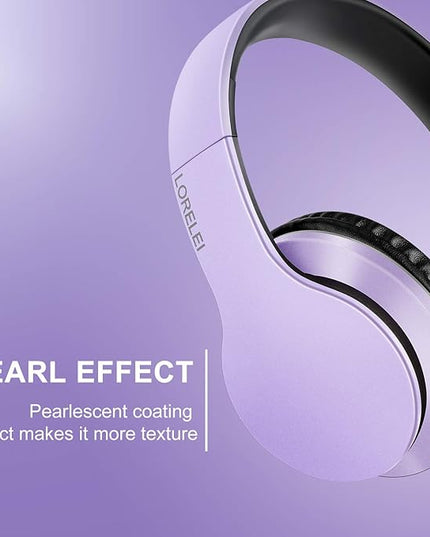 Lorelei X6 Over-Ear Headphones with Microphone, Purple-Black Lightweight Foldable & Portable Stereo Bass, Wired for Smartphone & Tablet, MP3 (1.45M No-Tangle)