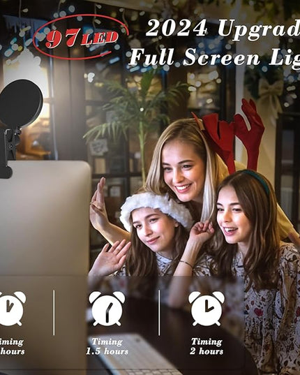 Light for Video Recording, 3 Color & 5 Brightness Video Light Clip on Desktop Monitor, Timer Setting with USB Plug Webcam Light for Meeting, Video Calls, Remote Working, Live Streaming - 4.7''