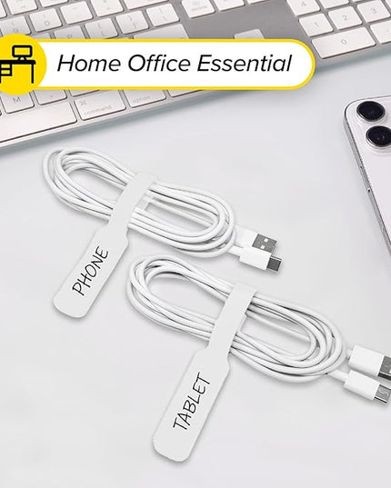 Wrap-It Storage Cable Labels - Large, White (30-Pack) Write On Cord Labels, Wire Tags for Cable Management and Organizer for Electronics, Computers and More