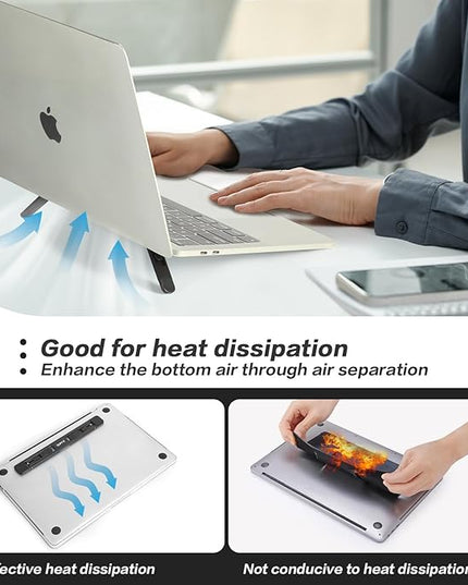 Zupro Laptop Feet,2024 New Model Laptop Stand,Self-Adhesive Foldable Adjustable Heights,Invisible Aluminum Lightweight Notebook Keyboard Riser,Compatible with 10 to17 inch Notebook Computer.(Black)