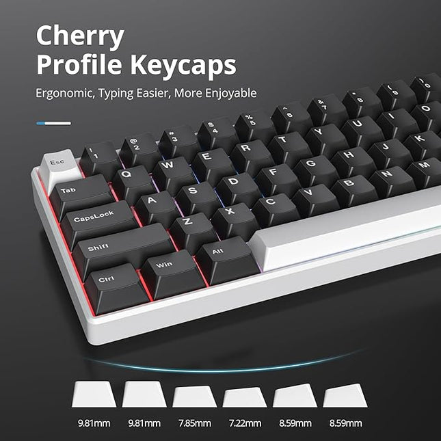 WOB Cherry Profile Black White PBT Keycaps, 168 Key Custom Keycap, Minimalist Key caps Set for Cherry MX Switches Mechanical Keyboard (WOB Black & White)