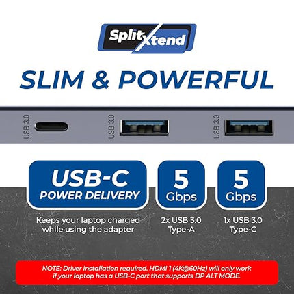 OREI SplitExtend Laptop Docking Station 3 Monitors – USB C Docking Station with 3X HDMI Ports, 2X USB 3.0 Ports, SD Card Reader, 100W PD – Thunderbolt 4 Dock with 4K@30Hz Outputs