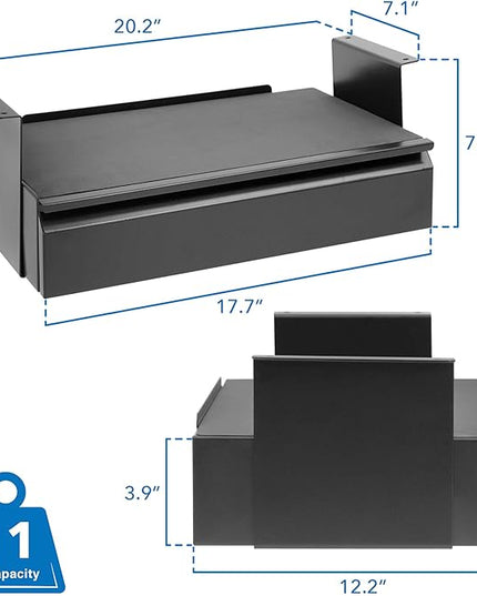 Mount-It! Under Desk Pull-Out Drawer Kit with Laptop and Tablet Shelf | Office Storage Organizer | Mounts to Desktops Tables and Workbenches Over 0.71 Inches Thick | Matte Black