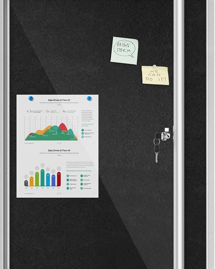 Mifuro 38"x28" Enclosed Bulletin Board, Lockable Weather-Resistant Aluminum Cork Noticeboard for School & Office, Silver Frame w/Black Flet